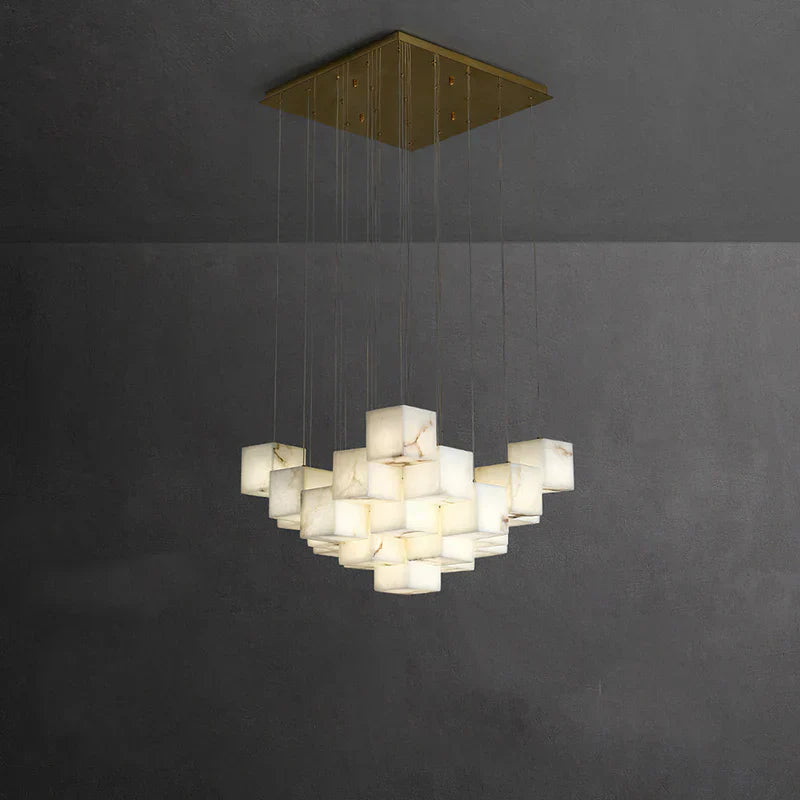 Alabaster Cubic Linear Chandelier