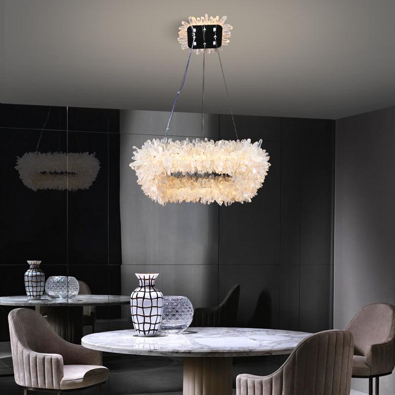 24'' Square Modern Geode Quartz Crystal Chandelier