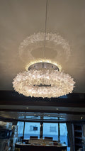 24-47 Inch Round Clear Geode Quartz Crystal Ring Pendant Light Modern Chandelier for Living Room