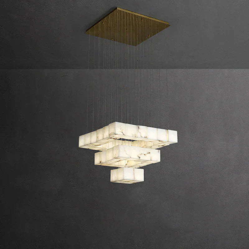 Alabaster Cubic Linear Chandelier