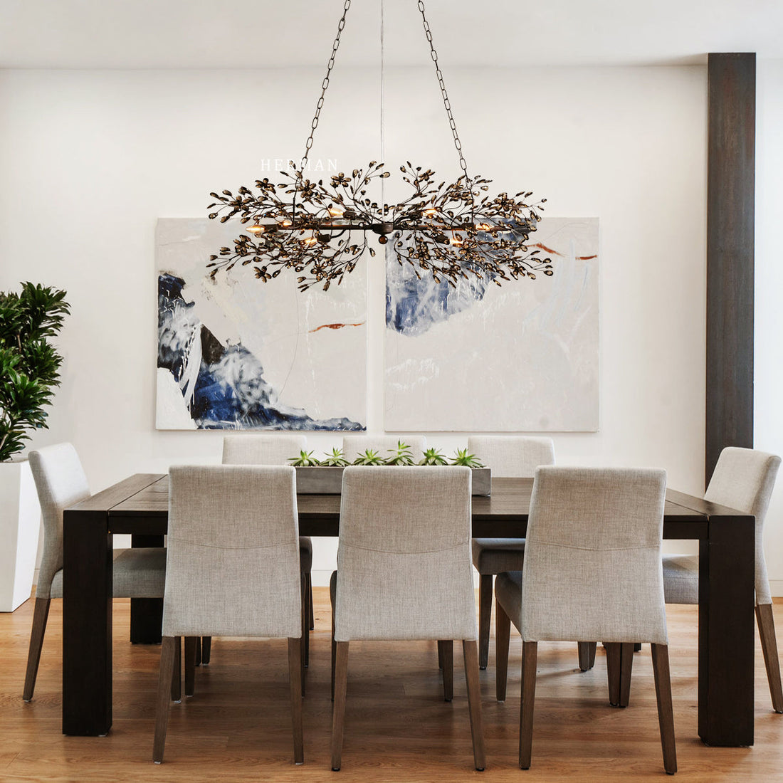 Fiore Colored Linear Chandelier 51" 68"