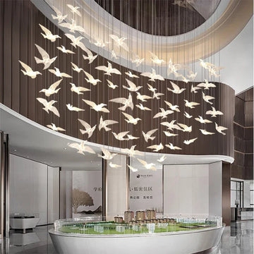 China Manufacturer Restaurant Custom Project Luxury Acrylic Stair Led Chandelier Lamp