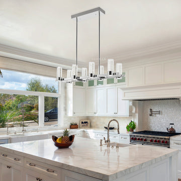 Sparkling Night LED Rectangular Chandelier//  8 Lights