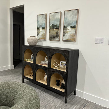 Hattie Arched Storage Cabinet  in Oak 60.75"W