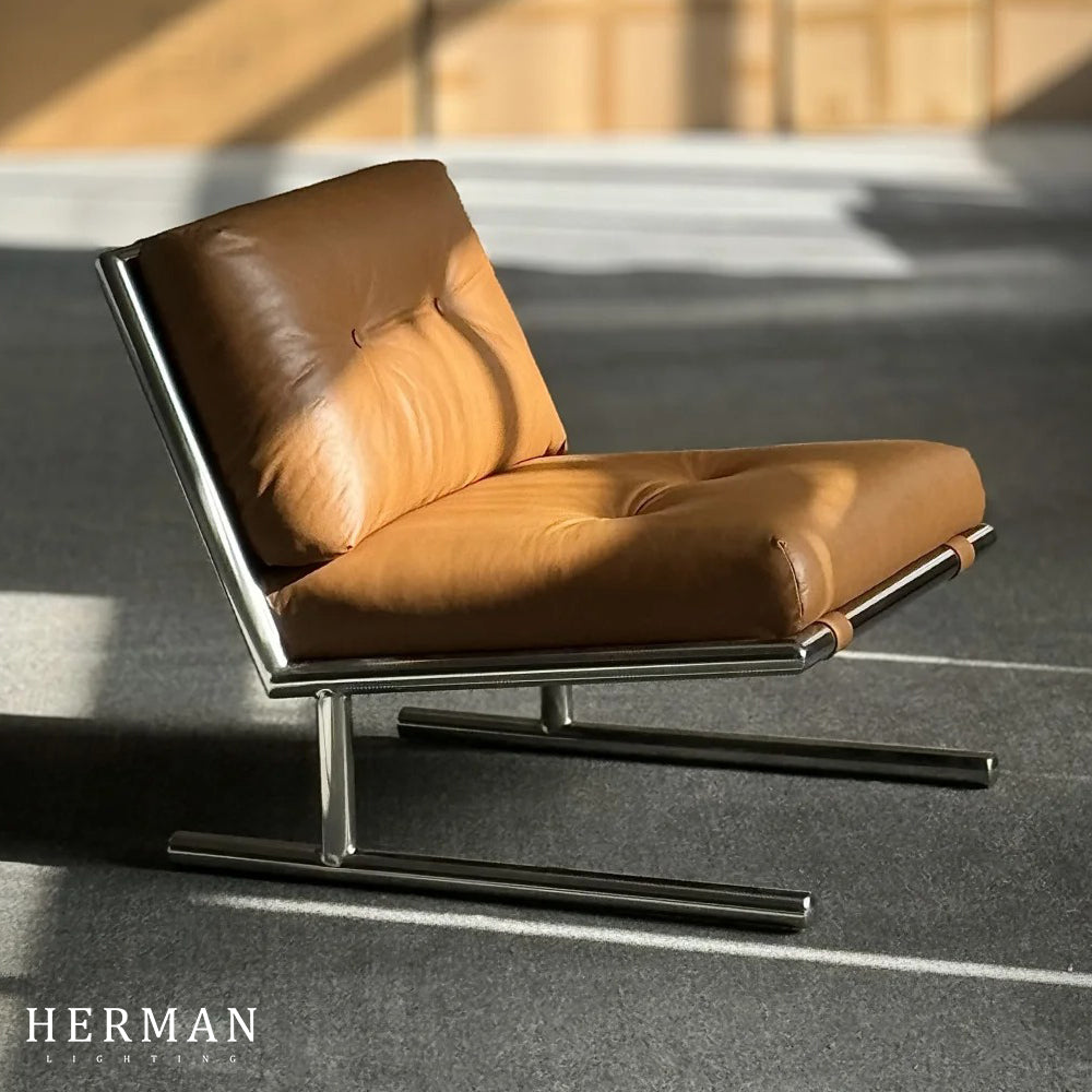 Modern Simple Oil Waxed Leather Leisure Chair