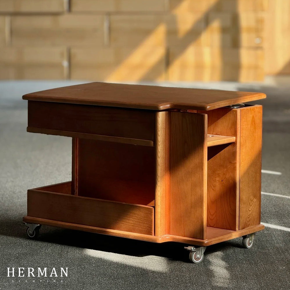 Nedure Solid Wood Side Table Trolley