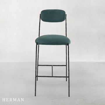 Thaddeus Green Fabric Bar Stool