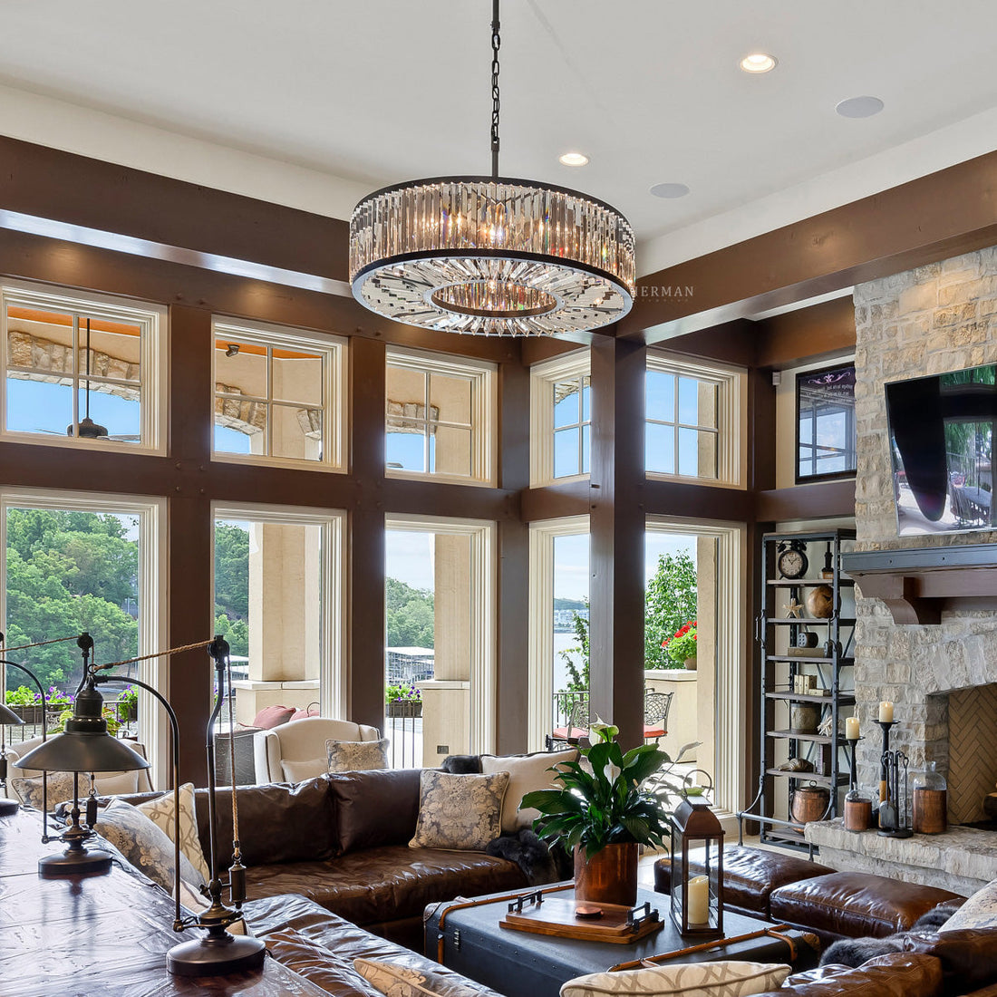 Lita Glass Round Chandelier