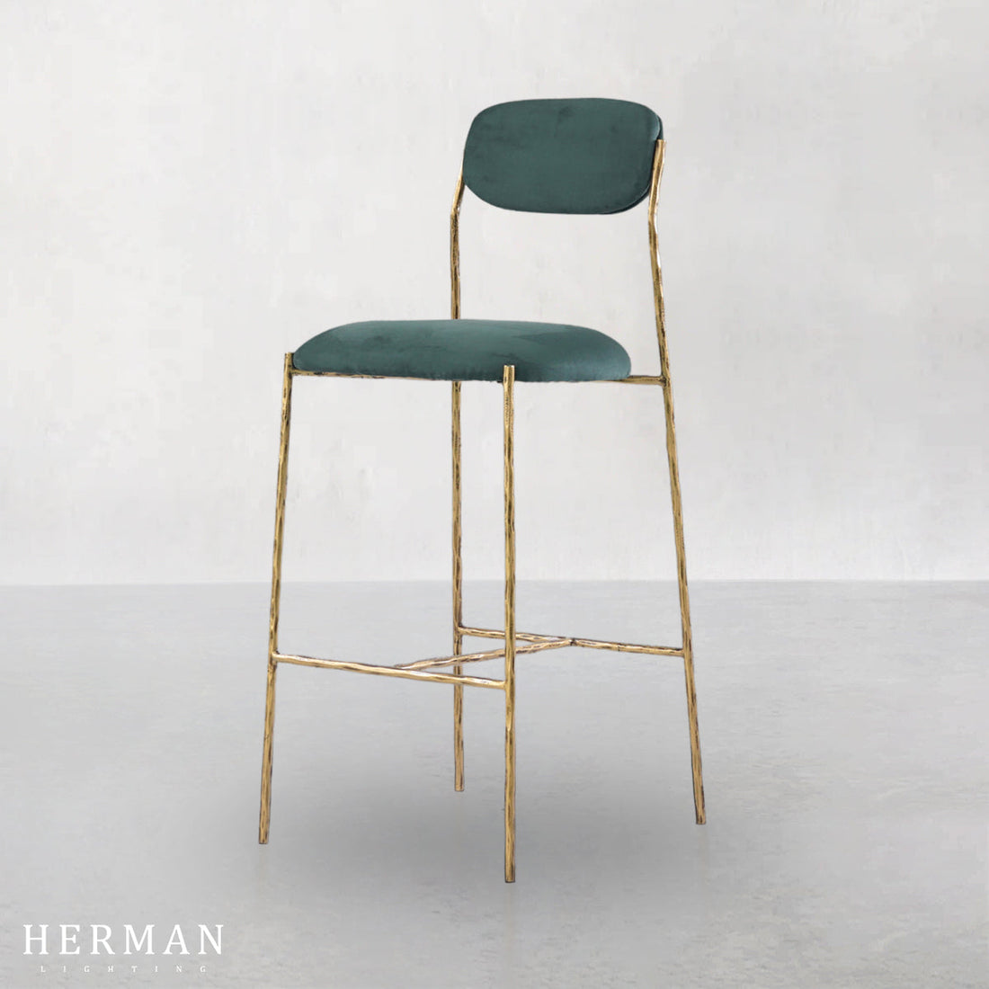 Thaddeus Green Fabric Bar Stool