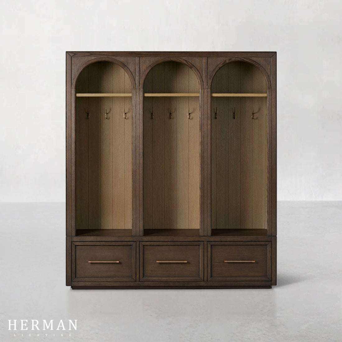 Hattie Triple Entryway Cabinet in Oak 69.75"W