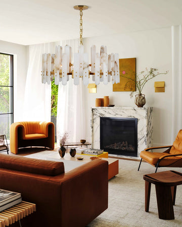 8/10-light Simple Modern Alabaster Large Oval Chandelier 40“45” Dia