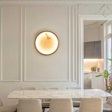 Moon alabaster wall sconce