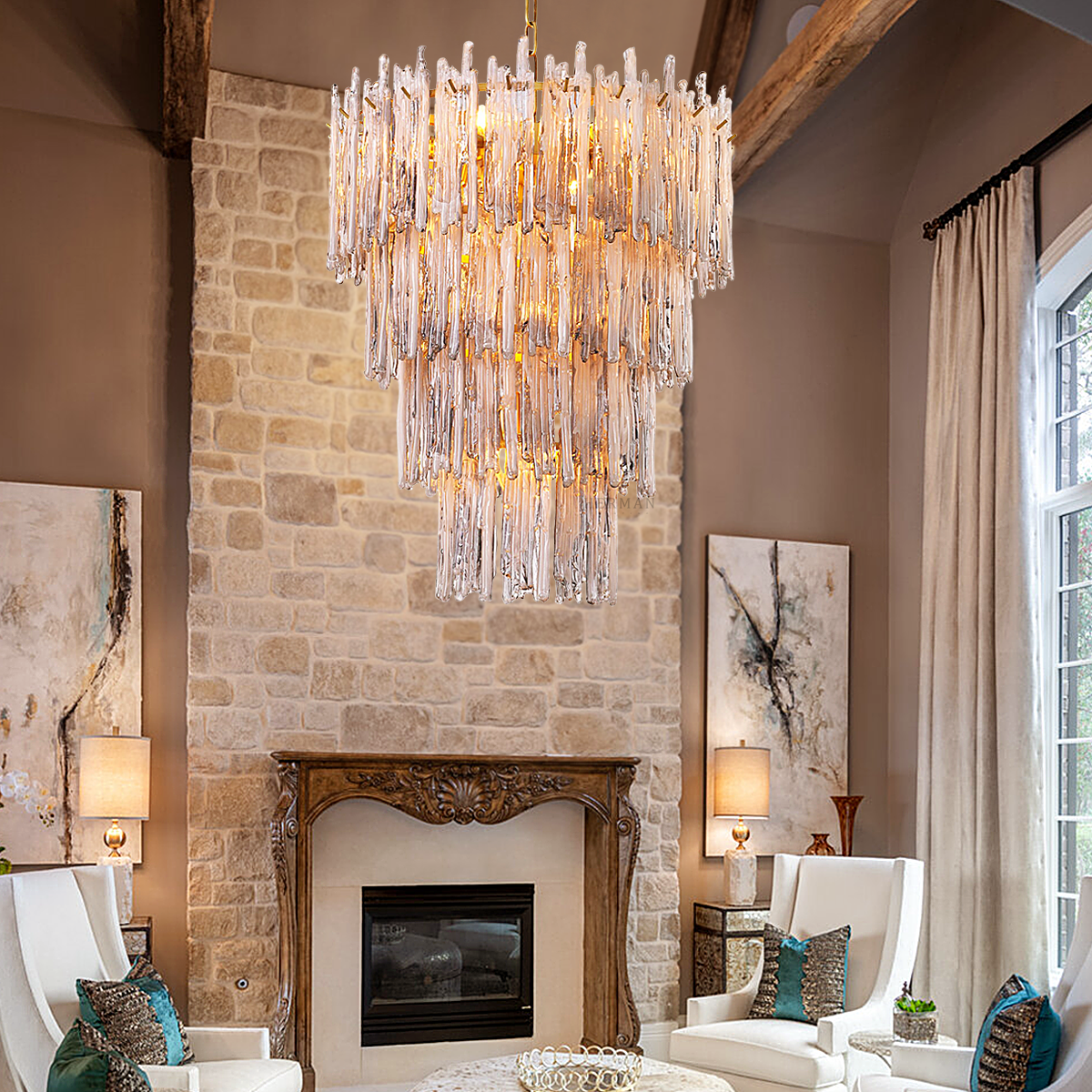 Saint Roch Modern Glass Chandelier [S/L] - [Brass & Glass]