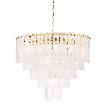 Riveria Modern Chandelier - (Gold Finish | Frosted Glass) 
