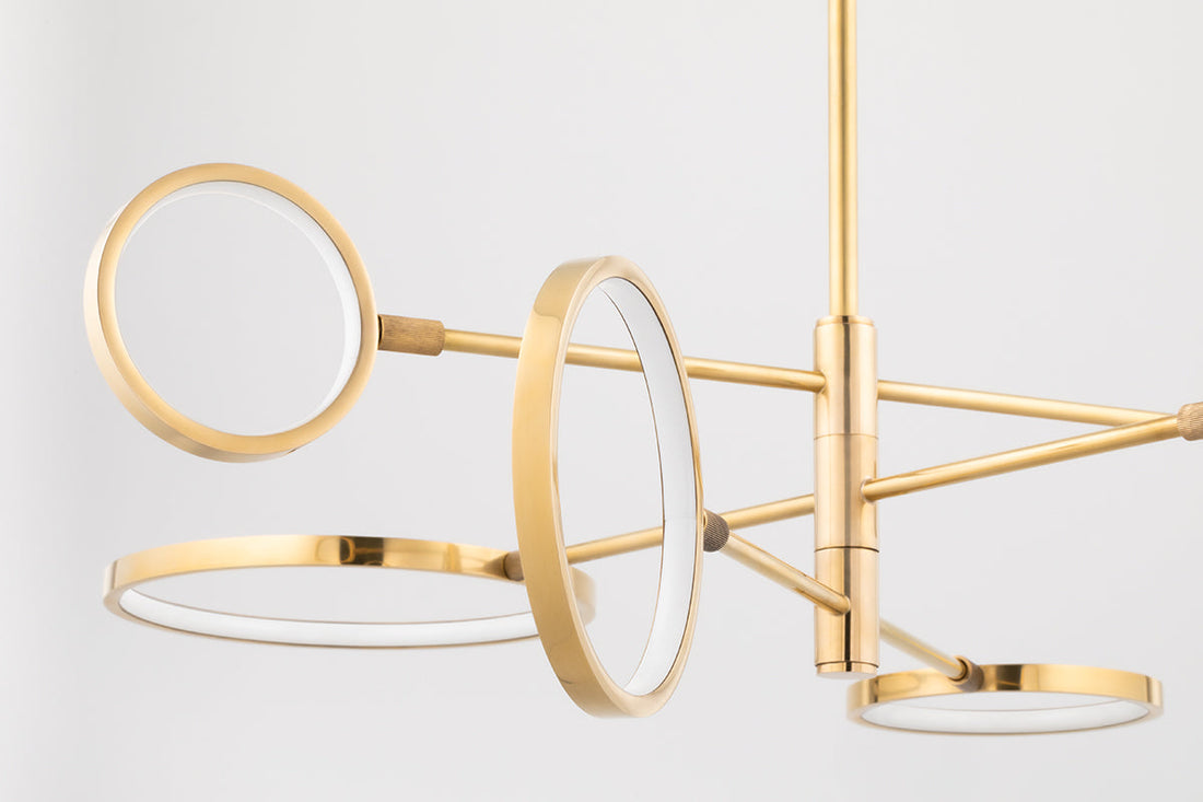 Saturn Modern Brass Chandelier - 4106-AGB-CE - Hudson Valley