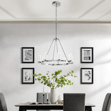 Victory 8 Light Chandelier //  Chrome