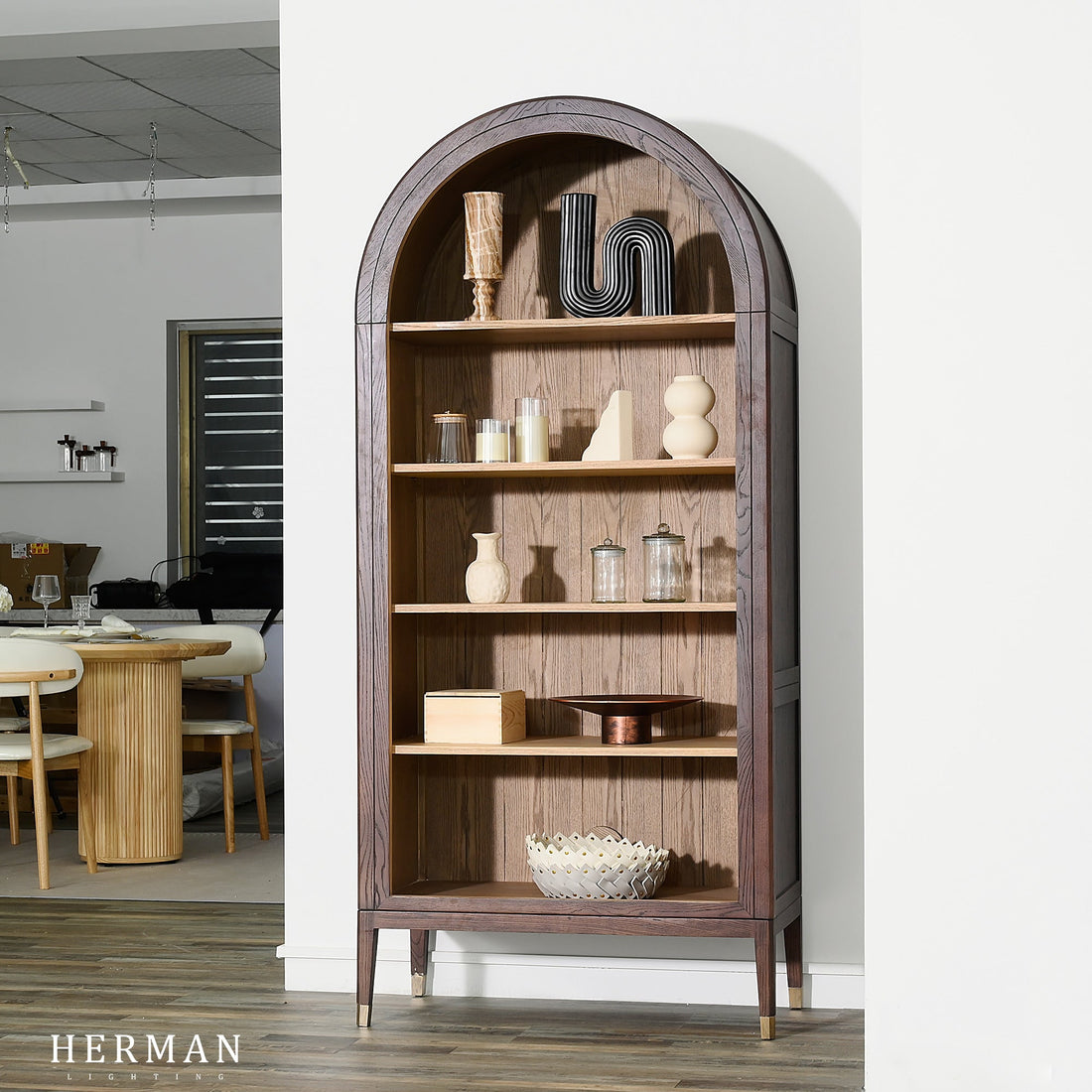 Hattie Open Bookcase in Oak 36"W 46"W