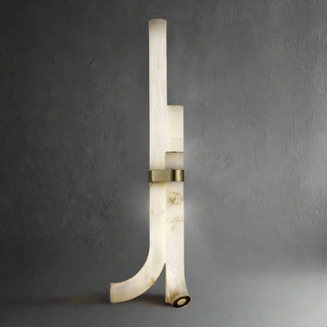 Natural Alabaster And Brass Led Floor Lamp