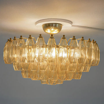 Prismatico 91 Elements Amber Compact Glass Chandelier 25"