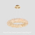 24-47 Inch Round Clear Geode Quartz Crystal Ring Pendant Light Modern Chandelier for Living Room