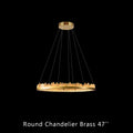 36 Inch Round Modern Chandelier Brass & Clear Geode Quartz Crystal Hanging Light